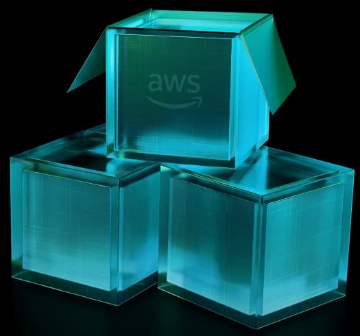 Abstract 3D visualization representing AWS cloud infrastructure